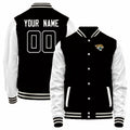 Custom J.Jaguars Black-White Bomber Full-Snap Varsity Letterman Jacket