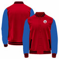 Custom Red-Royal Bomber Full-Snap Varsity Letterman Jacket