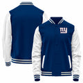 Custom NY.Giants Royal-White Bomber Full-Snap Varsity Letterman Jacket