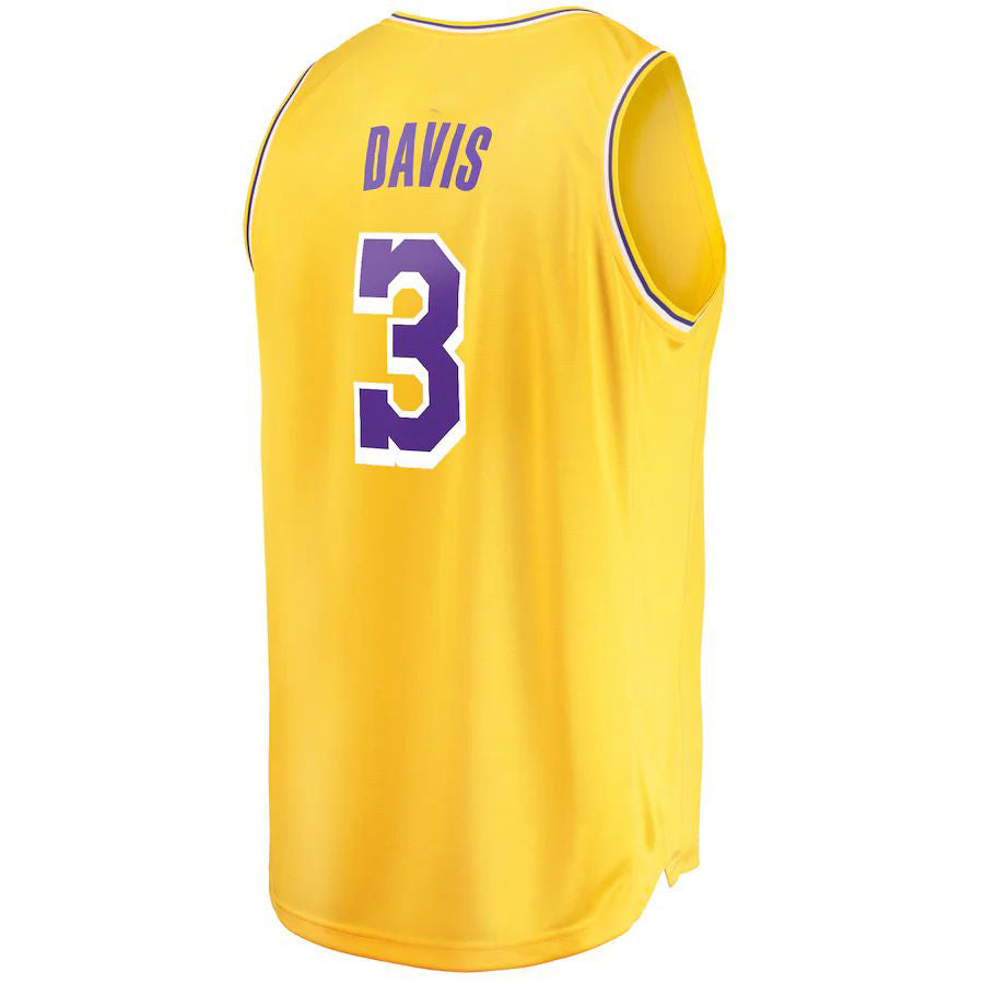 LA.Lakers #3 Anthony Davis Supporters Branded 2019-20 Fast Break Replica Jersey Gold  Icon Edition Stitched American Basketball Jersey