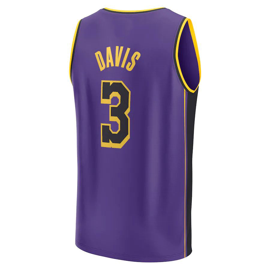 LA.Lakers #3 Anthony Davis Supporters Branded 2022-23 Fast Break Replica Player Jersey Statement Edition Purple Stitched American Basketball Jersey