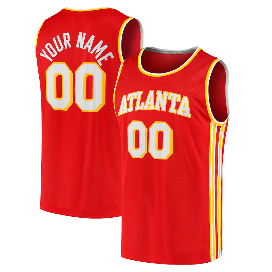 Custom A.Hawks Supporters Branded 2020 Fast Break Replica Jersey Icon Edition Red American Stitched Basketball Jersey