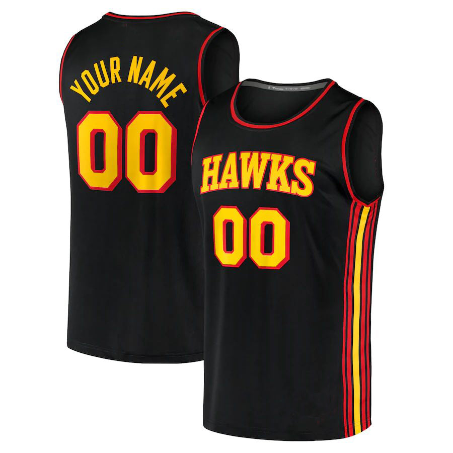 Custom A.Hawks Supporters Branded Fast Break Replica Jersey Black Statement Edition American Stitched Basketball Jersey