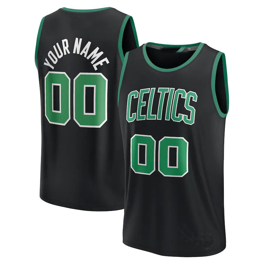 Custom B.Celtics Supporters Branded Fast Break Replica Jersey Statement Edition Black American Stitched Basketball Jersey