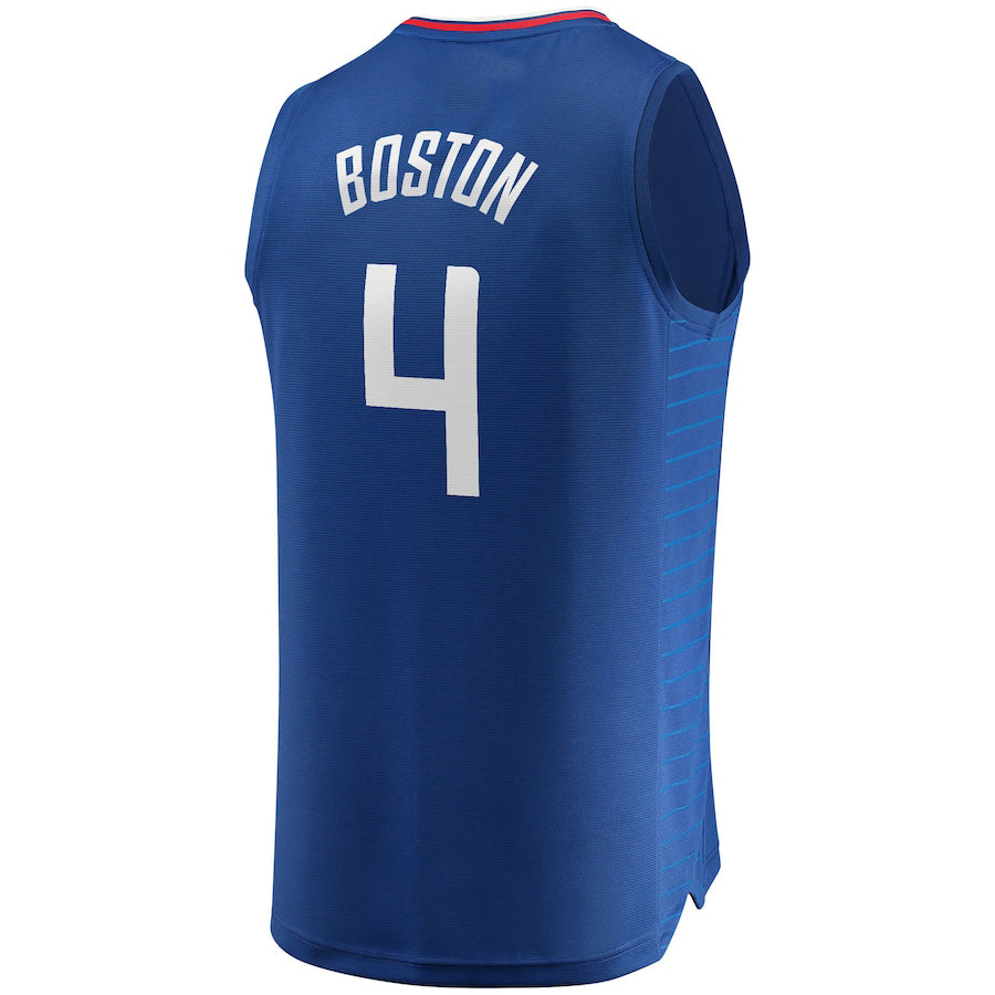 LA.Clippers #4 Brandon Boston Jr. Supporters Branded 2021-22 Fast Break Replica Jersey Icon Edition Royal Stitched American Basketball Jersey