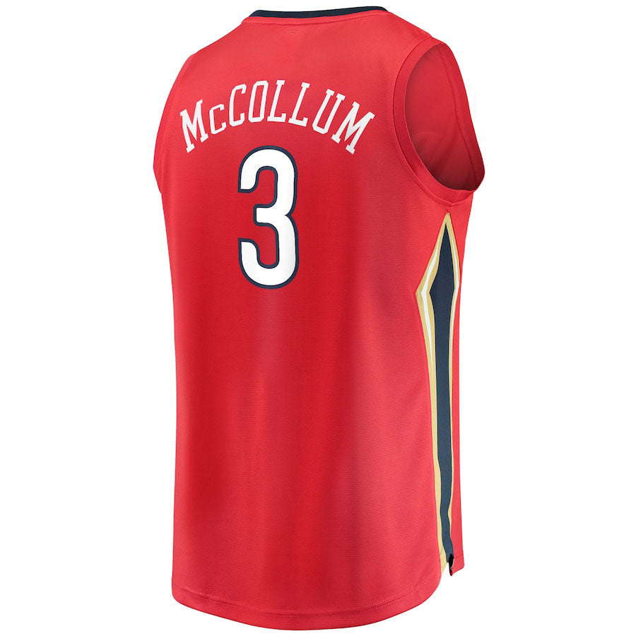 NO.Pelicans #3 C.J. McCollum Supporters Branded 2021-22 Fast Break Replica Player Jersey Red Statement Edition Stitched American Basketball Jersey
