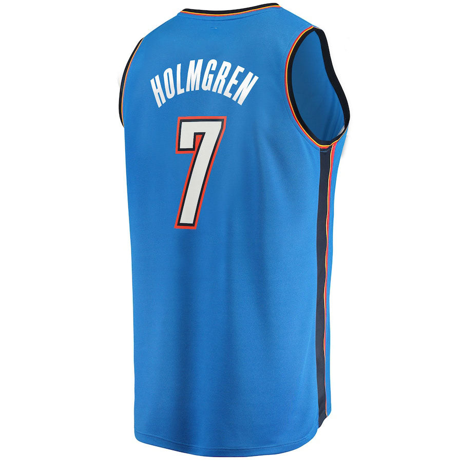 OC.Thunder #7 Chet Holmgren Supporters Branded 2022  Draft First Round Pick Fast Break Replica Jersey Icon Edition Blue Stitched American Basketball Jersey