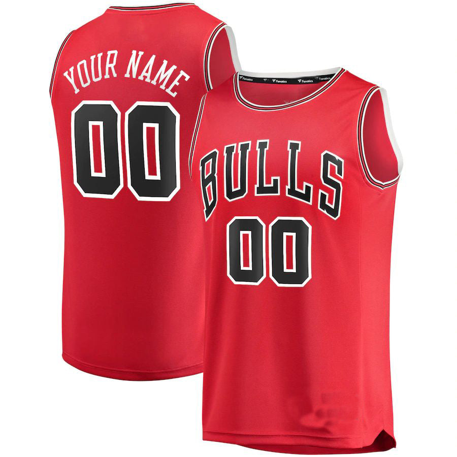 Custom C.Bulls Supporters Branded Fast Break Replica Jersey Red Icon Edition Statement Edition American Stitched Basketball Jersey