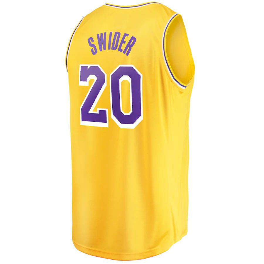 LA.Lakers #20 Cole Swider Supporters Branded 2022-23 Fast Break Replica Player Jersey Icon Gold Stitched American Basketball Jersey