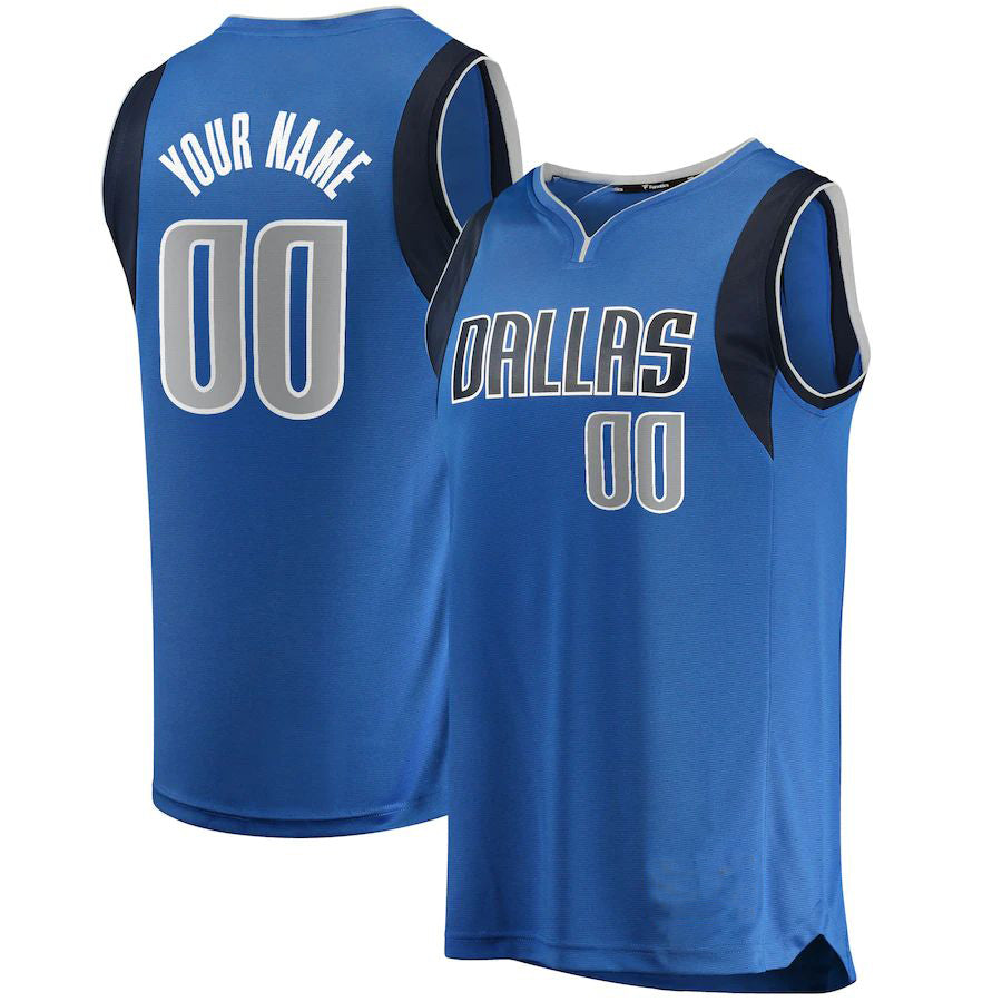 Custom D.Mavericks Supporters Branded Fast Break Replica Jersey Blue Icon Edition American Stitched Basketball Jersey