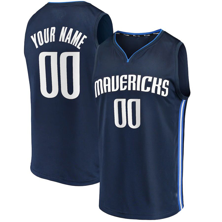 Custom D.Mavericks Supporters Branded Fast Break Replica Jersey Navy Statement Edition American Stitched Basketball Jersey