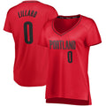 P.Trail Blazers #0 Damian Lillard Supporters Branded Women's Fast Break Player Jersey Statement Edition Red Stitched American Basketball Jersey