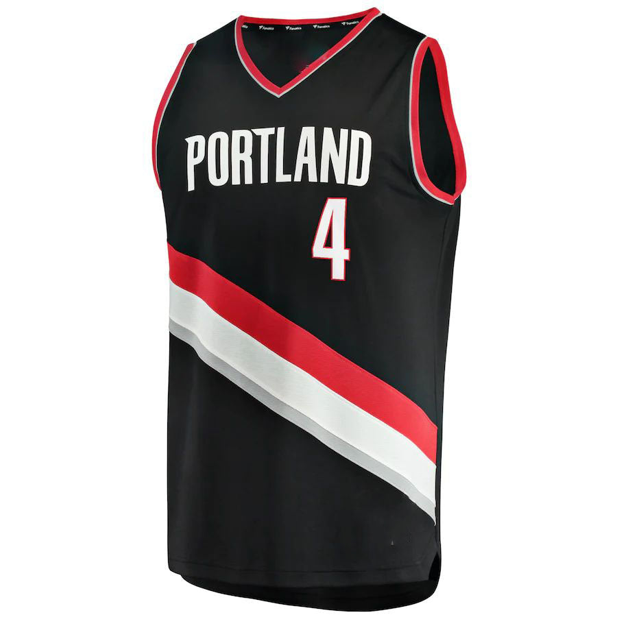 P.Trail Blazers #4 Greg Brown III Supporters Branded 2021-22 Fast Break Replica Jersey Icon Edition Black Stitched American Basketball Jersey