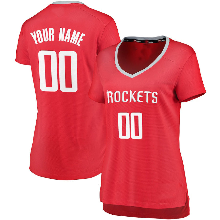 Custom H.Rockets Supporters Branded Fast Break  Red Icon Edition Stitched Basketball Jersey