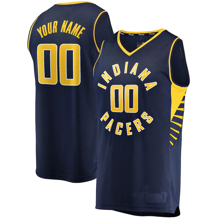 Custom IN.Pacers Supporters Branded Fast Break Replica Jersey Navy Icon Edition Stitched Basketball Jersey