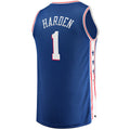 PH.76ers #1 James Harden Supporters Branded 2021-22 Fast Break Replica Jersey Royal Icon Edition Stitched American Basketball Jersey