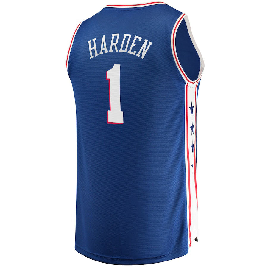 PH.76ers #1 James Harden Supporters Branded Fast Break Replica Player Jersey Royal Icon Edition Stitched American Basketball Jersey