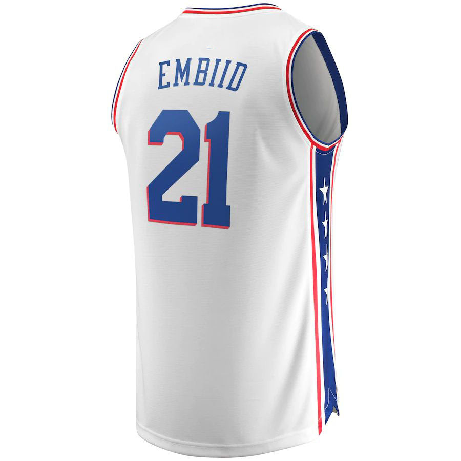 PH.76ers #21 Joel Embiid Supporters Branded Fast Break Replica Jersey Association Edition  White Stitched American Basketball Jersey