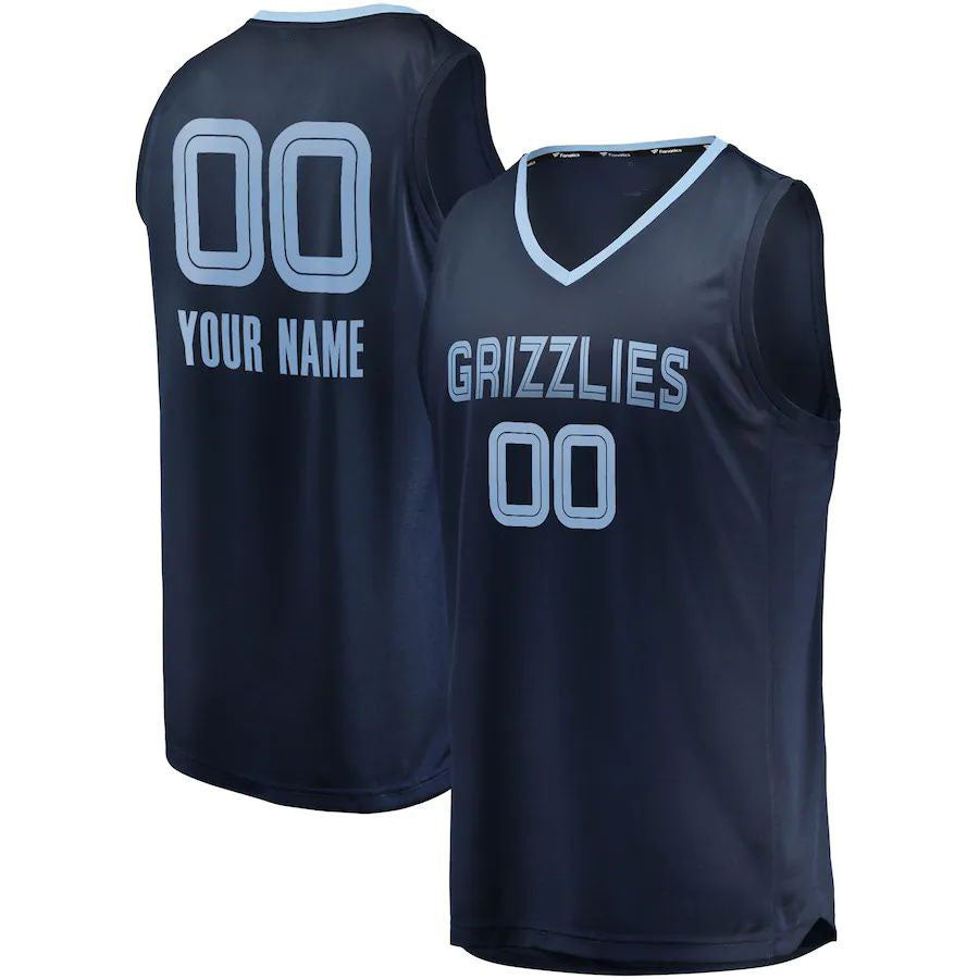 Custom M.Grizzlies  Supporters Branded 2018-19 Fast Break Replica Jersey Navy  Icon Edition Stitched Basketball Jersey