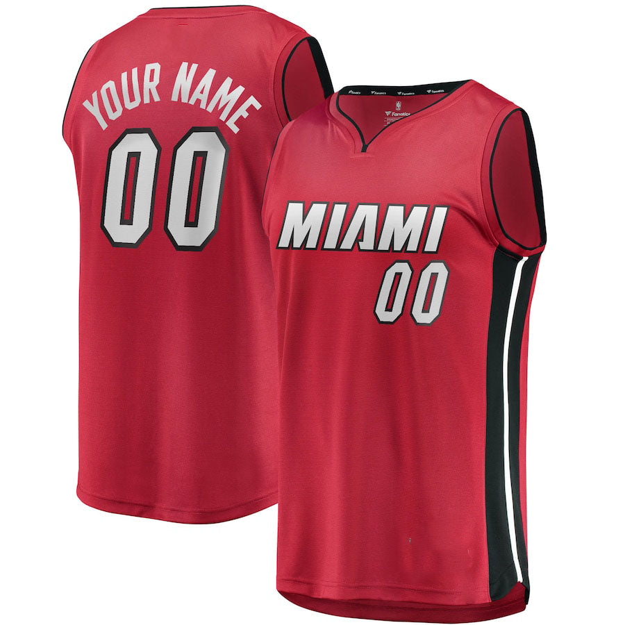 Custom M.Heat Supporters Branded Fast Break Replica Jersey Red Statement EditionStitched Basketball Jersey