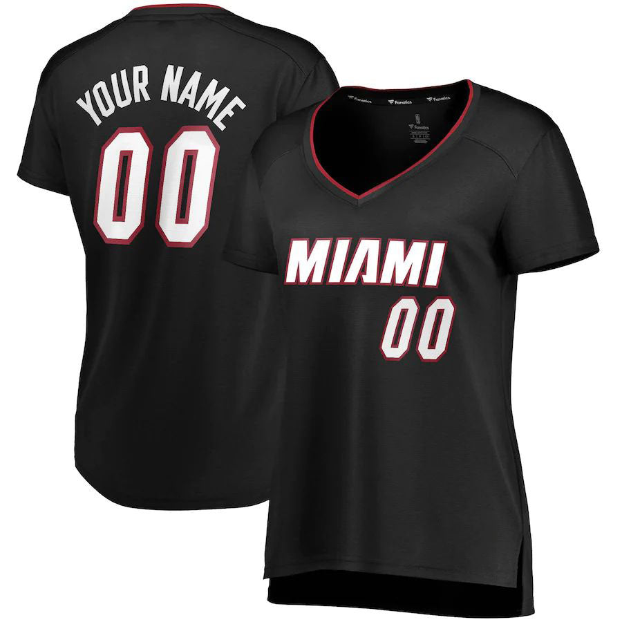 Custom M.Heat Supporters Branded Women's Fast Break Jersey Black Icon Edition Statement Edition Stitched Basketball Jersey