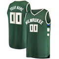 Custom M.Bucks Supporters Branded  Fast Break Replica Jersey Hunter Green Icon Edition Stitched Basketball Jersey