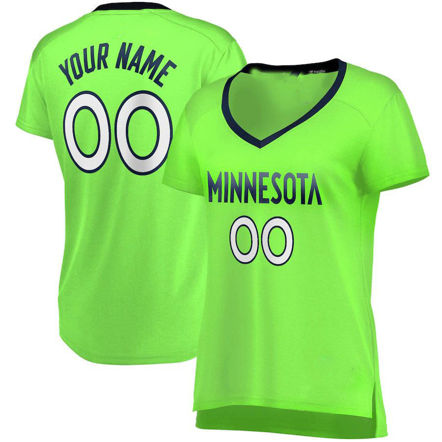 Custom M.Timberwolves Supporters Branded Women's Fast Break Replica Jersey Green Statement Edition Stitched Basketball Jersey