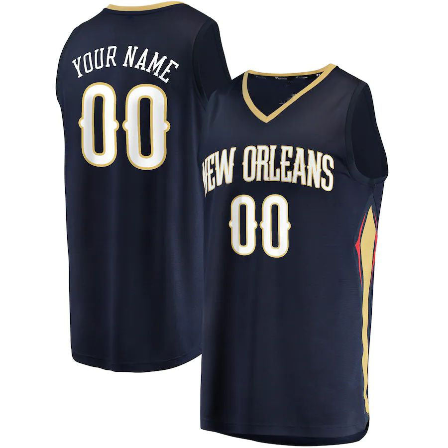 Custom NO.Pelicans Supporters Branded Fast Break Replica Jersey Navy Icon Edition Stitched Basketball Jersey