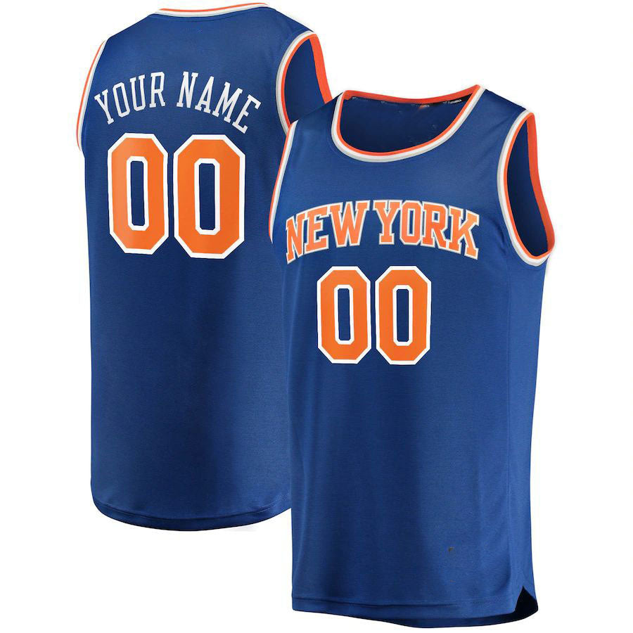 Custom NY.Knicks Supporters Branded  Fast Break Replica Jersey Blue Icon Edition Stitched Basketball Jersey