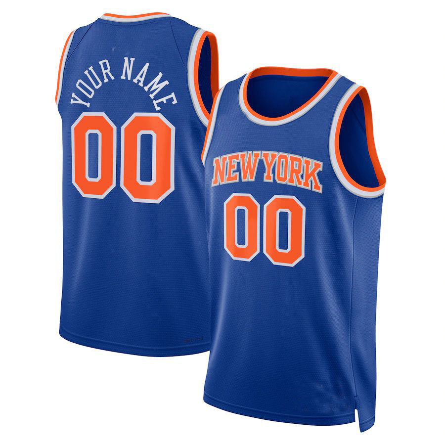 Custom NY.Knicks Unisex 2022-23 Swingman  Jersey Icon Edition Blue Stitched Basketball Jersey