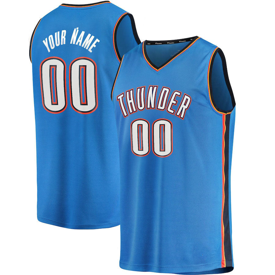 Custom OC.Thunder Supporters Branded  2019-20 Fast Break  Replica Jersey Blue Icon Edition Stitched Basketball Jersey