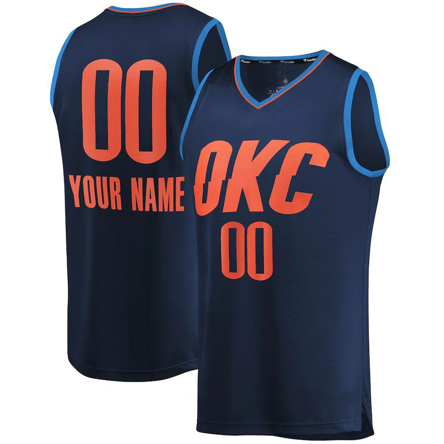 Custom OC.Thunder Supporters Branded  Fast Break Replica Jersey Navy Statement Edition Stitched Basketball Jersey