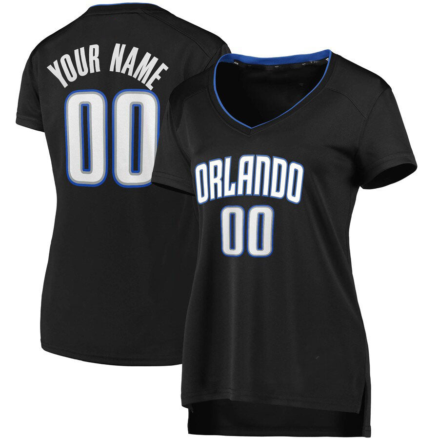 Custom O.Magic Supporters Branded Women's 2019 Fast Break Replica Black Icon Edition Stitched Basketball Jersey