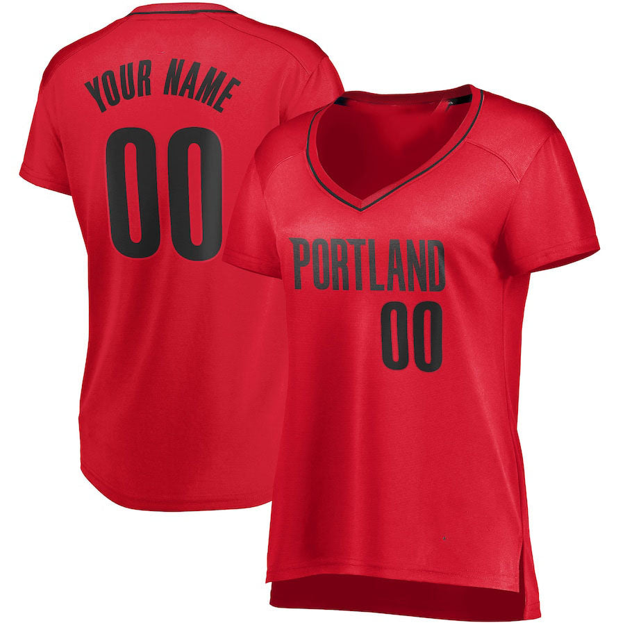 Custom P.Trail Blazers Supporters Branded Women's Fast Break Replica Custom Jersey Red Statement Edition Stitched Basketball Jersey
