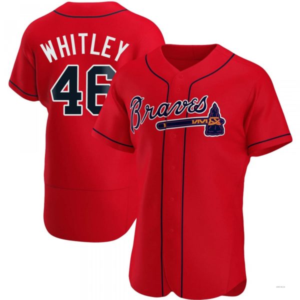 Atlanta Braves #46 Chase Whitley Red Alternate Jersey Stitches Baseball Jerseys