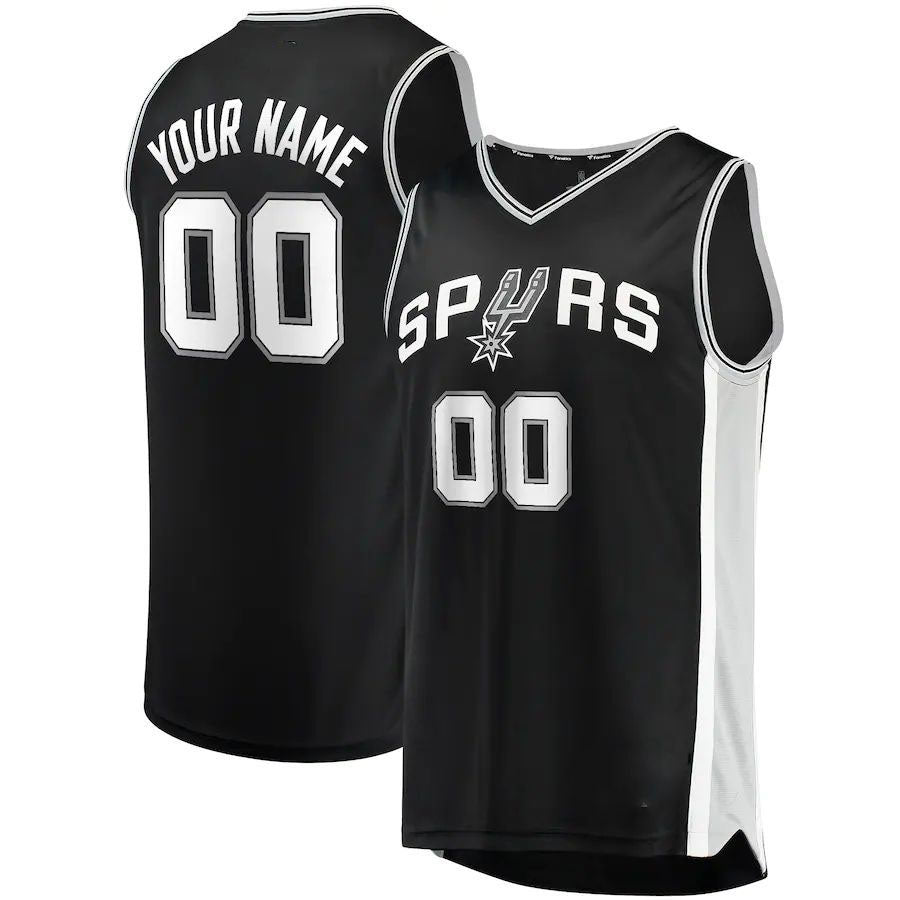 Custom S.Antonio Spurs Supporters Branded Fast Break Custom Replica Jersey Black Icon Edition Stitched Basketball Jersey