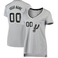 Custom S.Antonio Spurs Supporters Branded Women's Fast Break Replica Custom Jersey  Silver Statement Edition Stitched Basketball Jersey