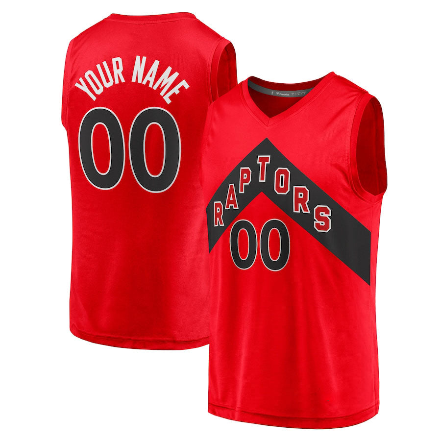 Custom T.Raptors Supporters Branded 2020 Fast Break Replica Jersey Icon Edition Red Stitched Basketball Jersey
