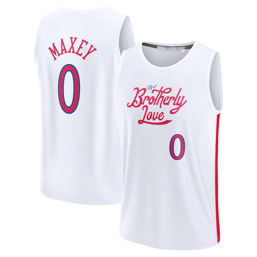 PH.76ers #0 Tyrese Maxey Supporters Branded 2022-23 Fastbreak Jersey City Edition White Stitched American Basketball Jersey
