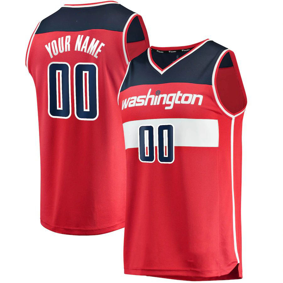 Custom W.Wizards Supporters Branded Fast Break Custom Replica Jersey Red Icon Edition Stitched Basketball Jersey