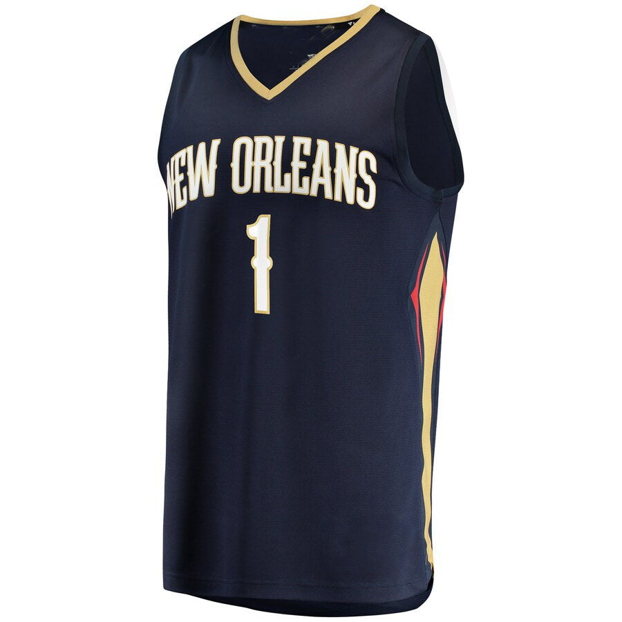 NO.Pelicans #1 Zion Williamson Supporters Branded  Fast Break Replica Player Jersey Icon Edition Navy Stitched American Basketball Jersey