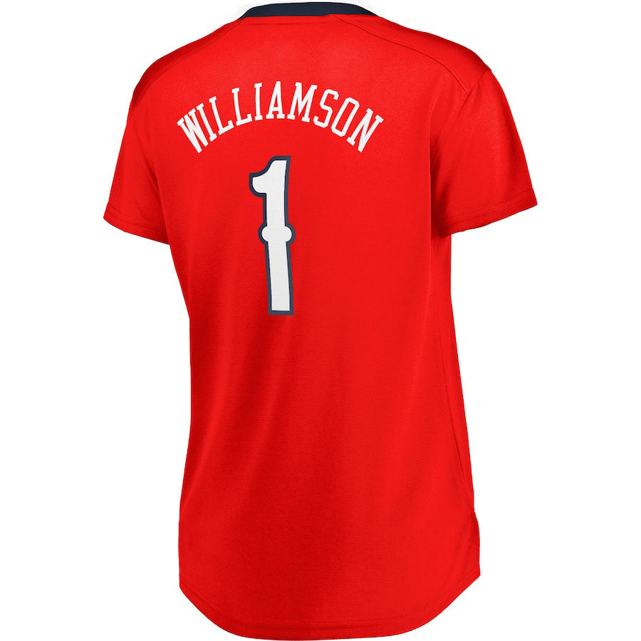 NO.Pelicans #1 Zion Williamson Supporters Branded Women's Fast Break Replica Jersey Statement Edition Red Statement Edition Stitched American Basketball Jersey